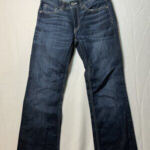 Reclaim Mens Blue Jeans Dark Wash Size 29R Lowrise Bootcut